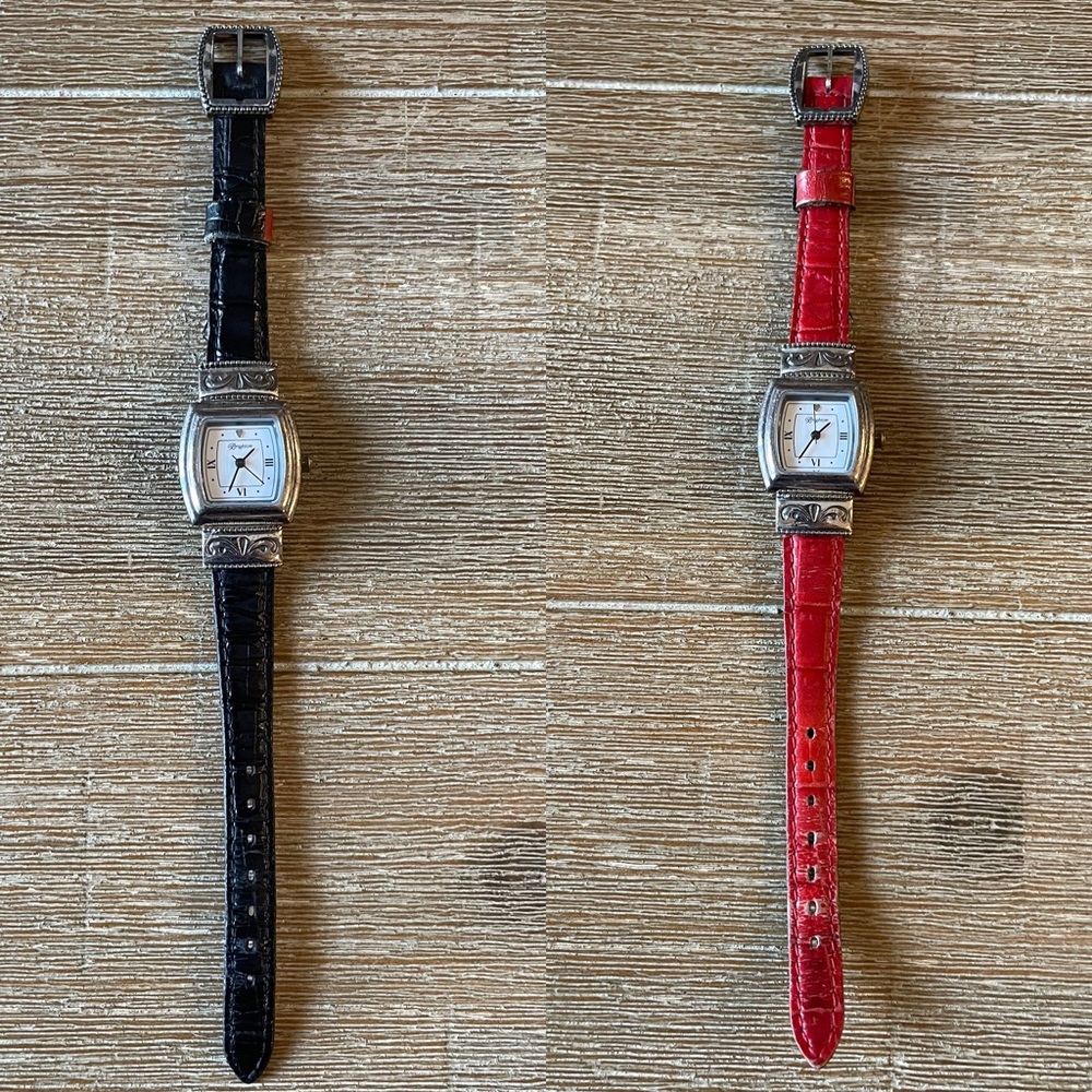 BRIGHTON silver, black, red reversible leather wat